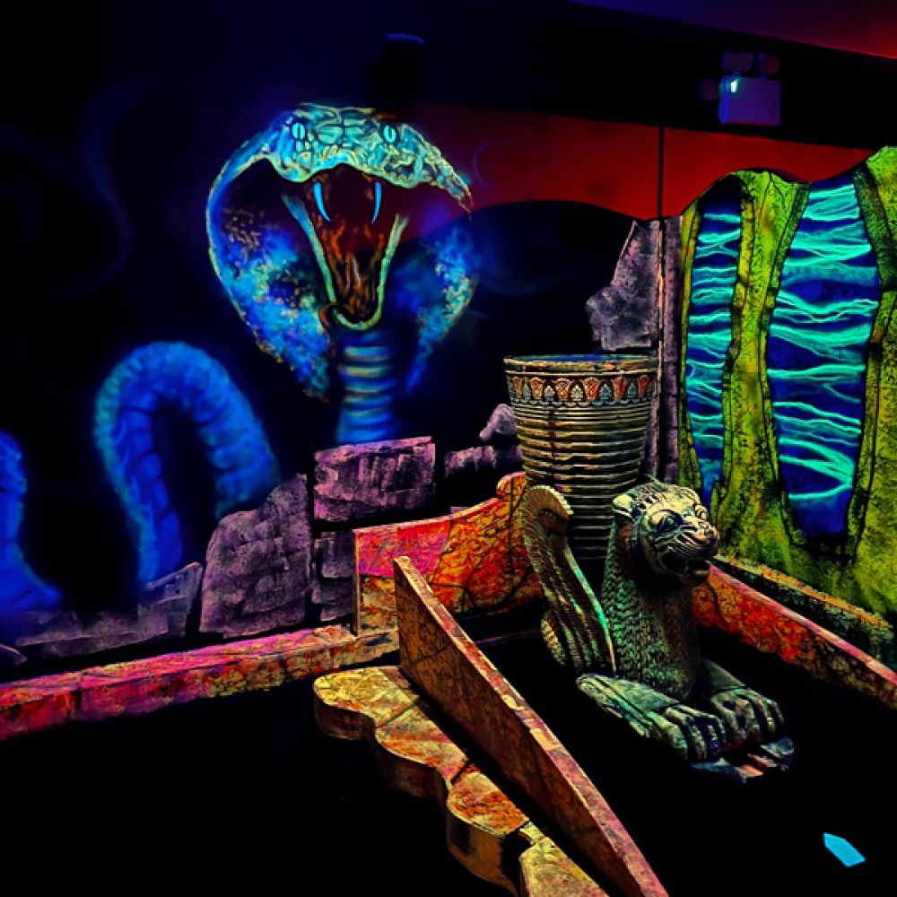 glow-in-the-dark crazy golf at Xscape