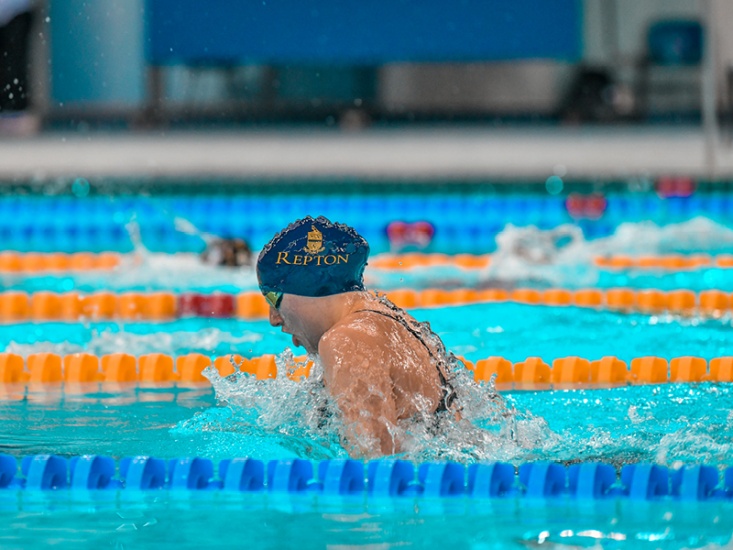 Swimmer competing for Repton School