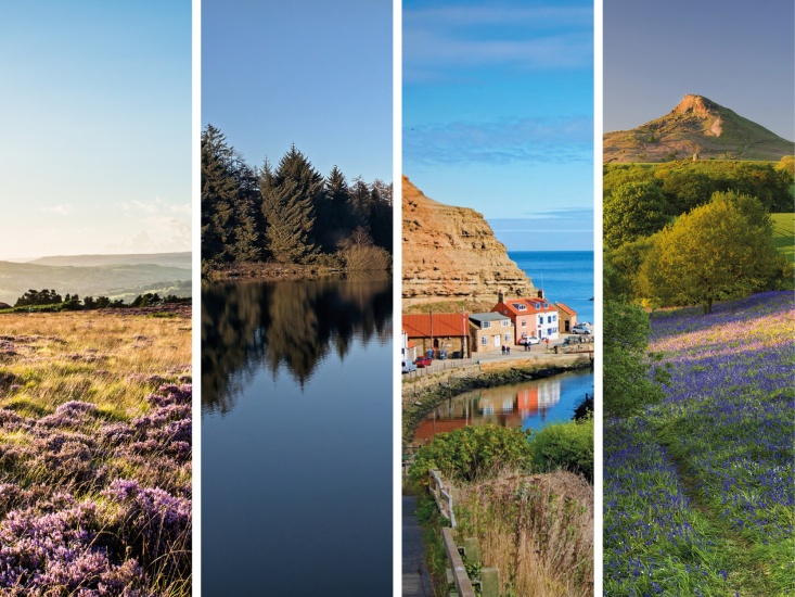 Scenery of featured walks including moorland, lakes, coastal routes and hills