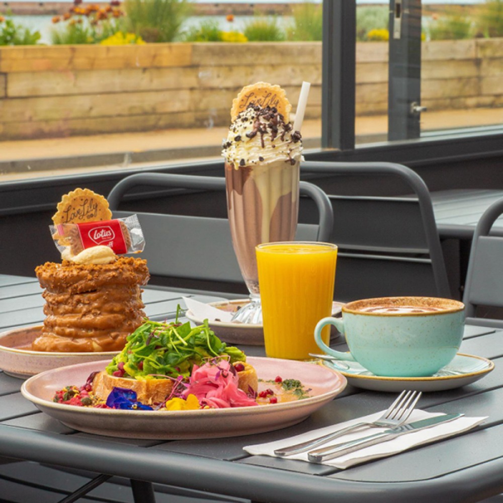 food and drinks on a table