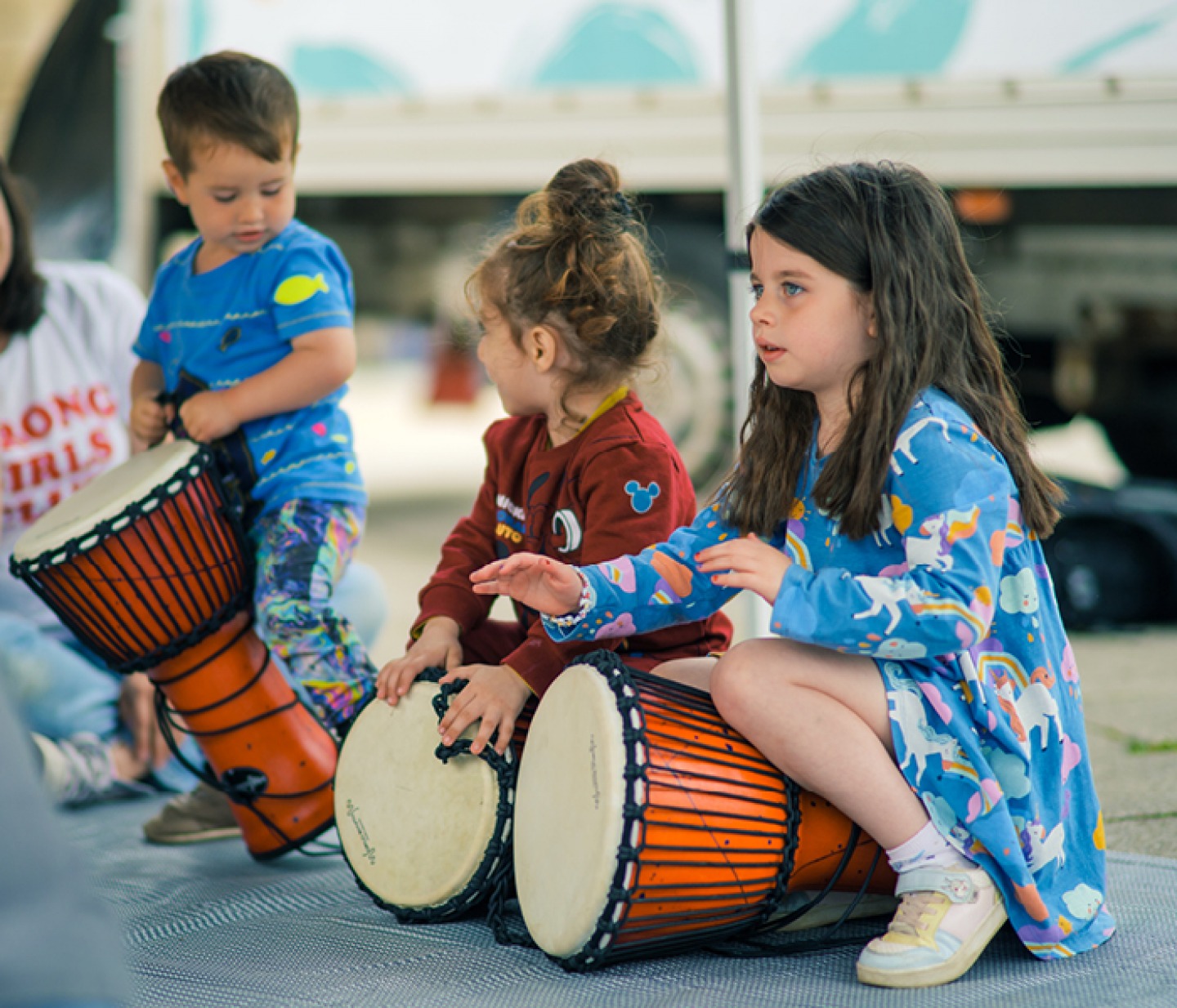 children playing drums