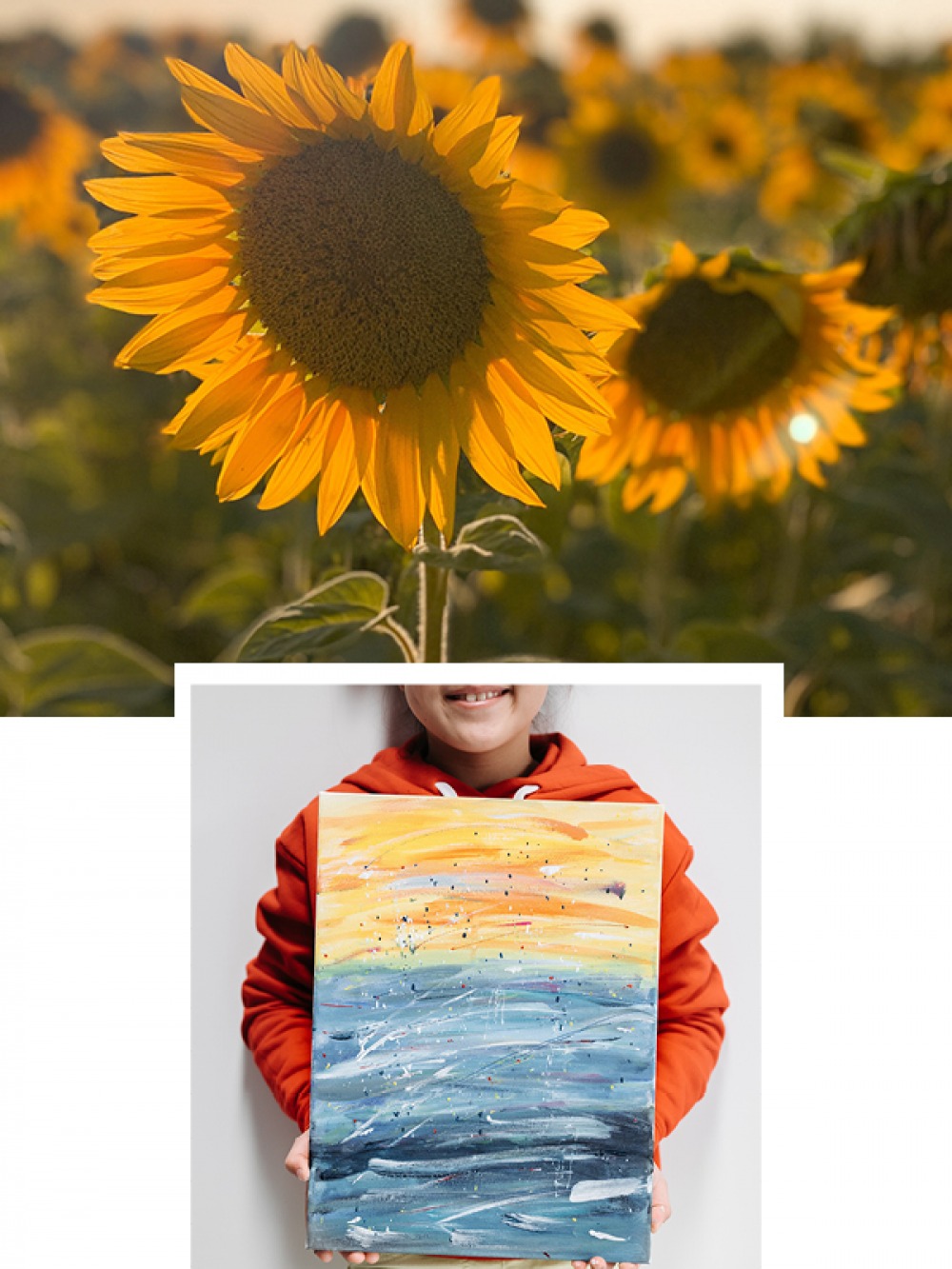 Duffy war with children, sunflower, art