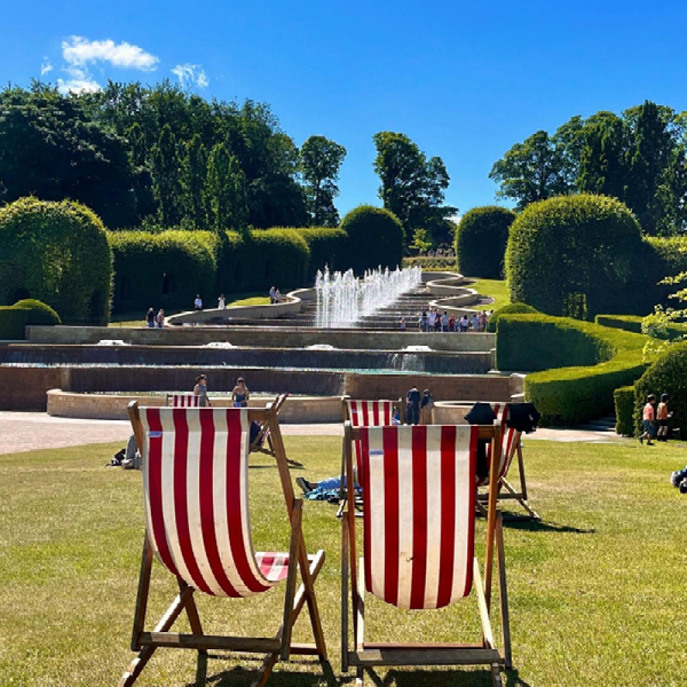 deck chairs in garden