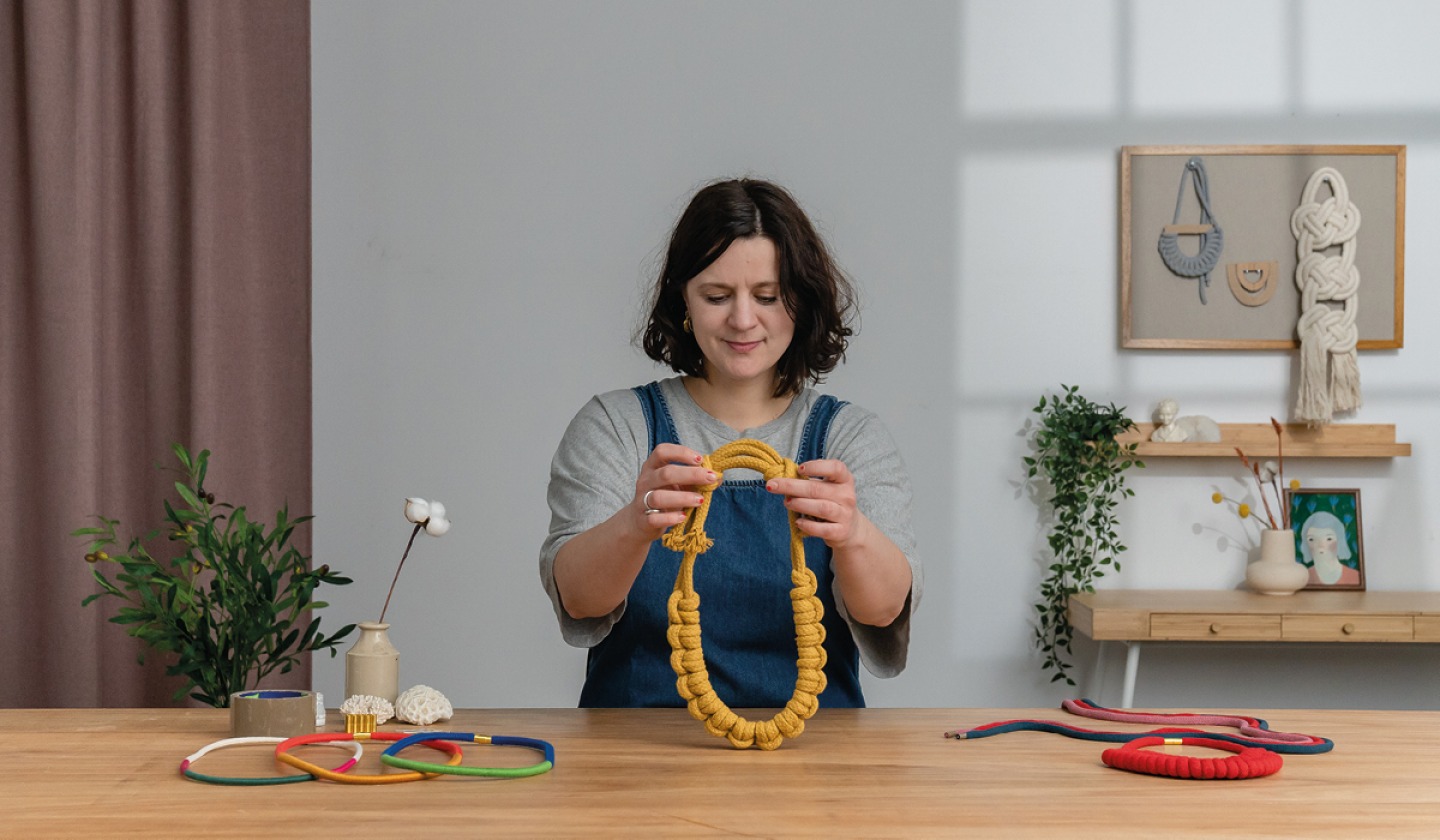 Beth making a necklace