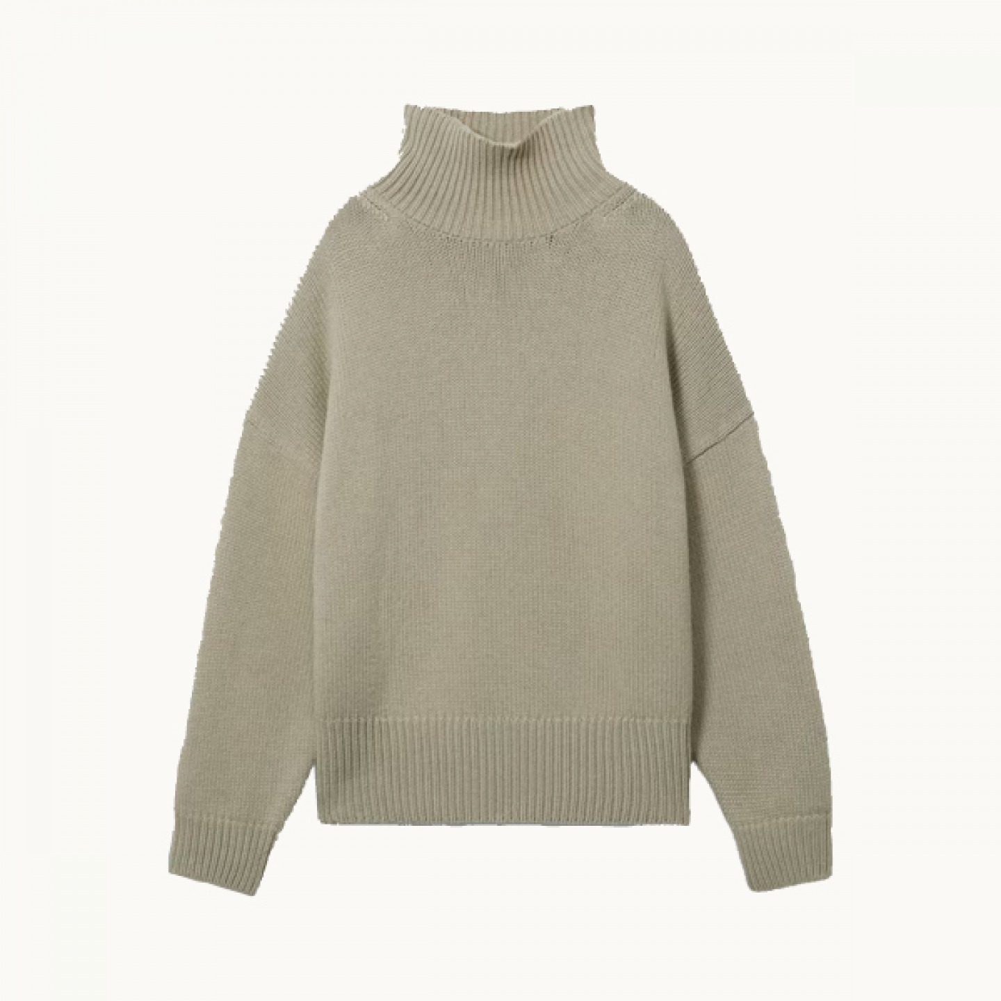 olive green funnel neck wool jumper