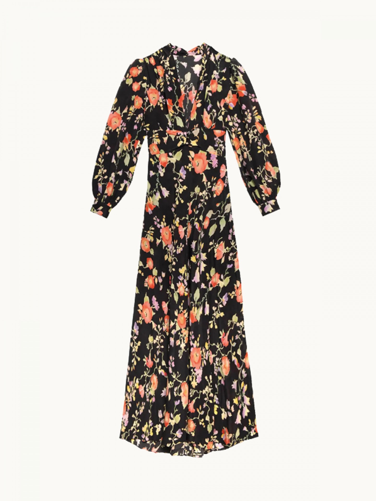 Long sleeved floral black maxi dress