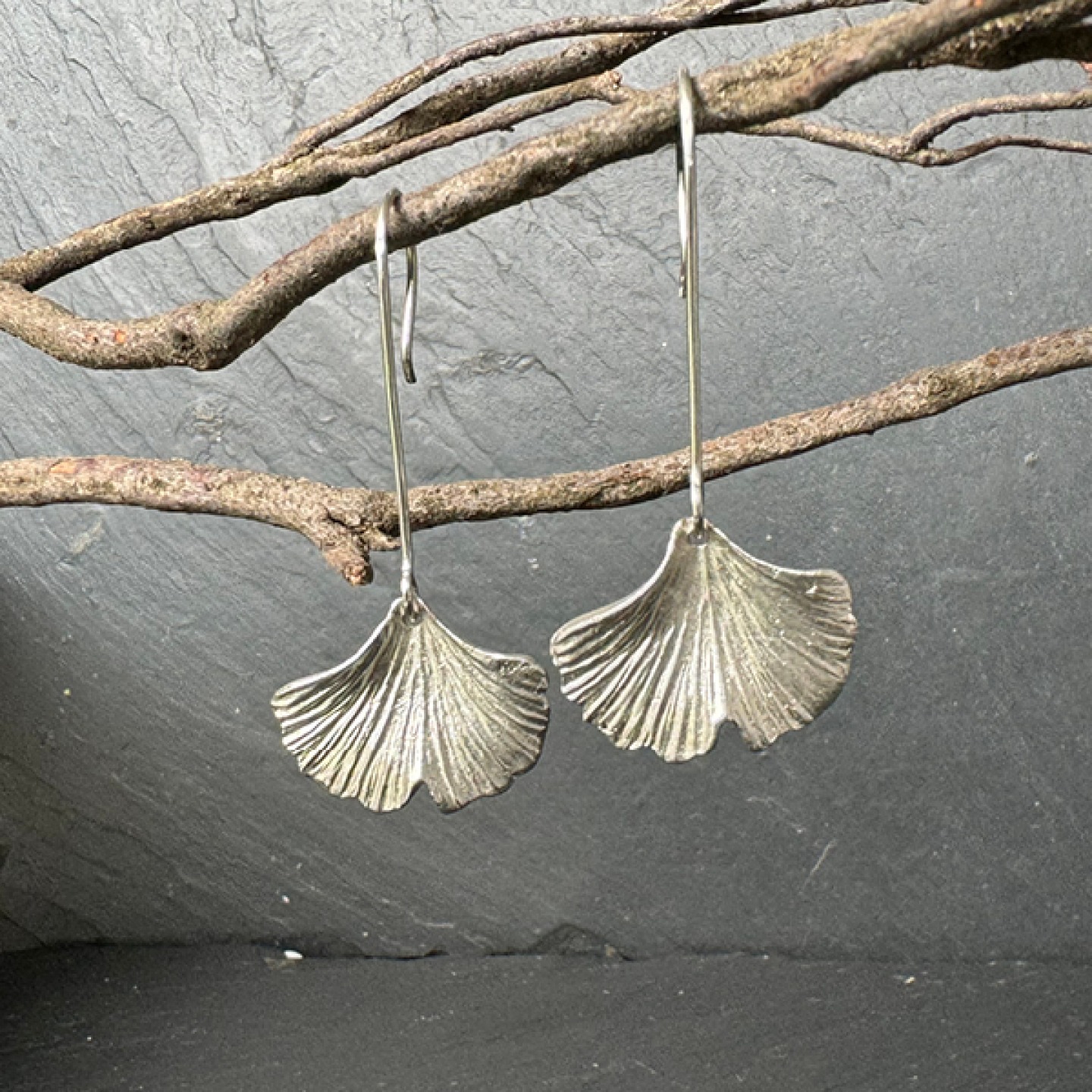 Silver leaf earrings
