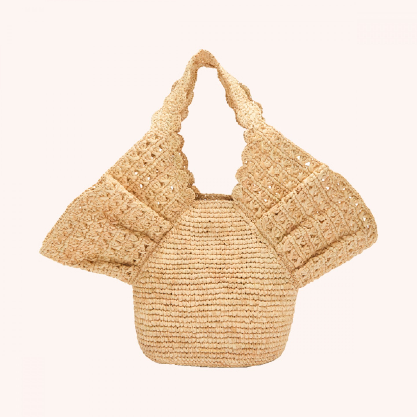 Ruffle raffia bag