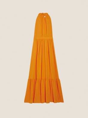 halter neck orange dress