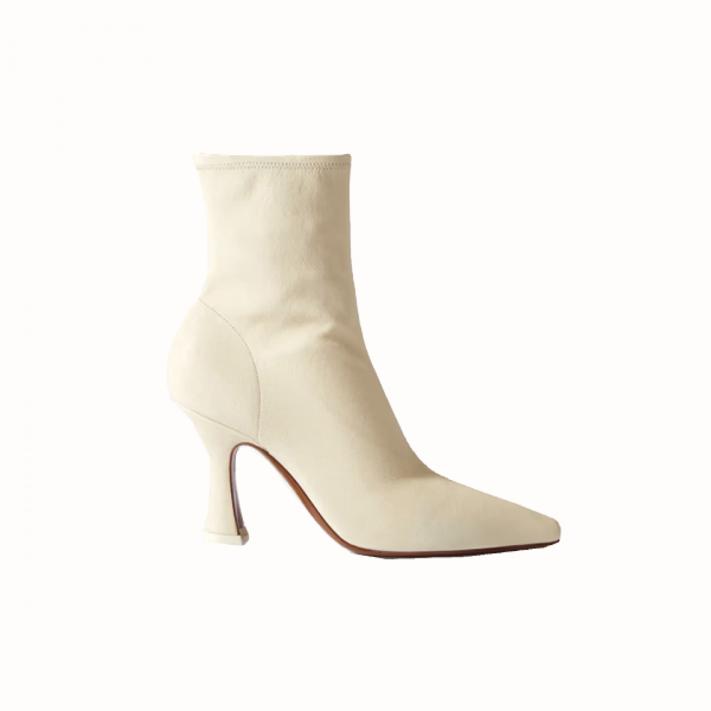Cream Stretch leather ankle boots