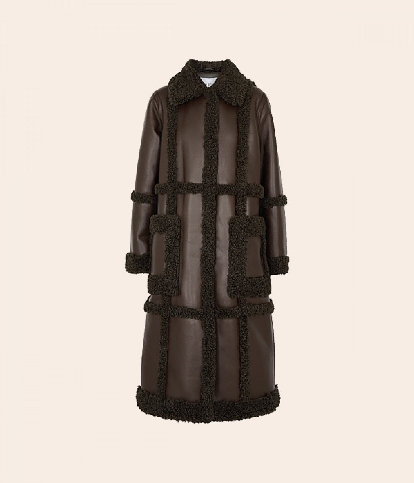 Panelled faux shearling coat