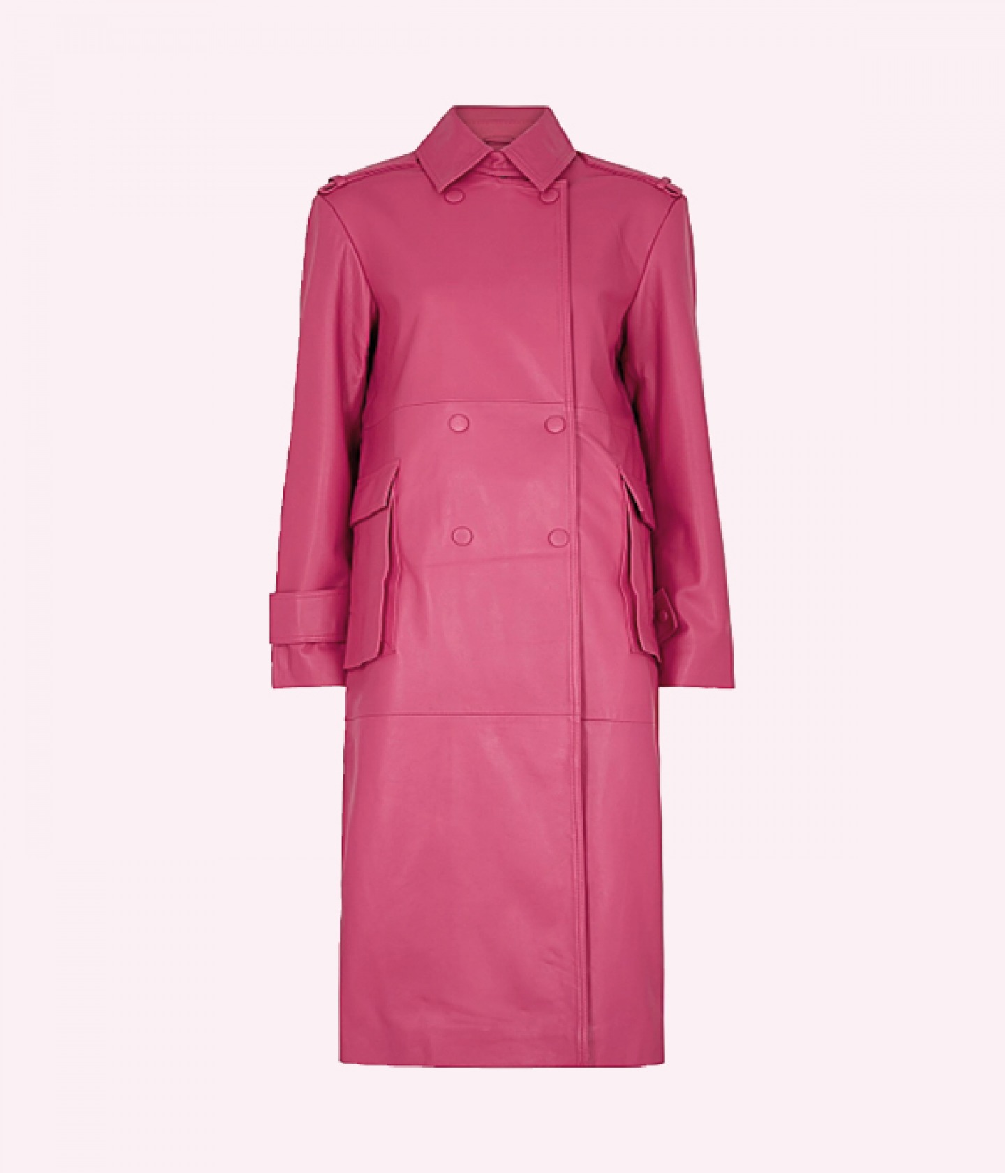 hot pink leather coat