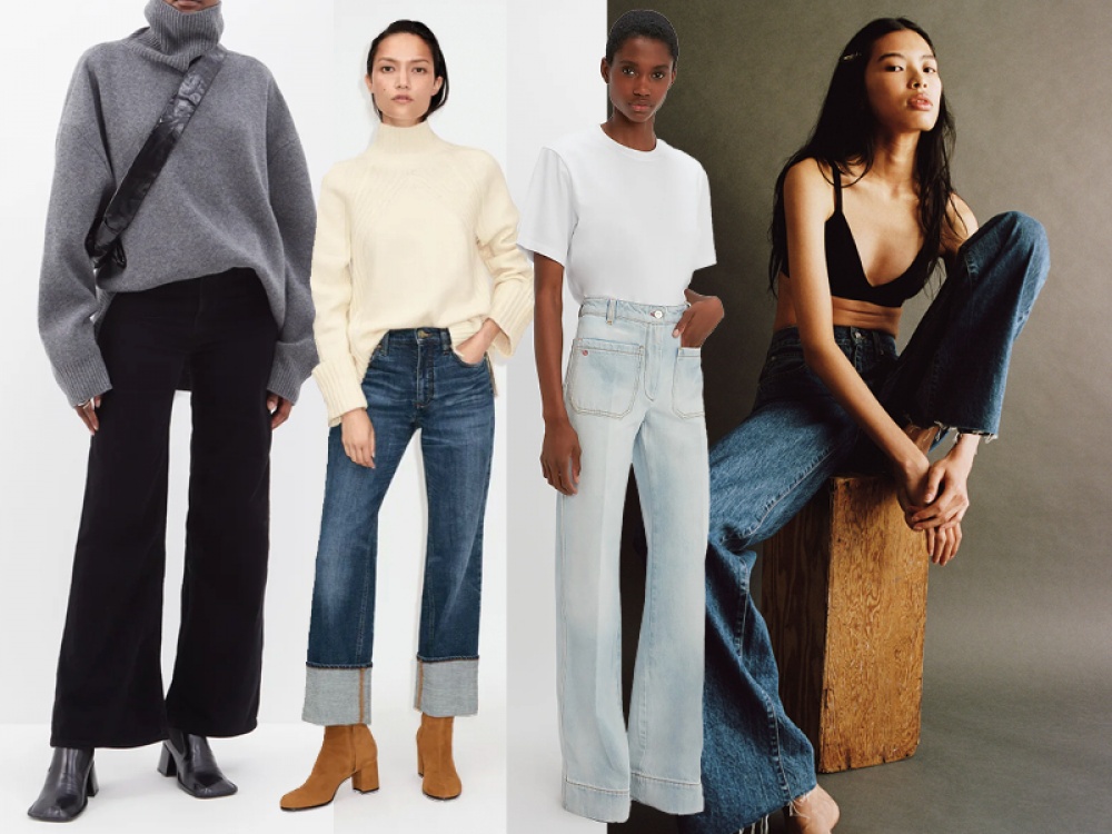 model wearing blue denim jeans