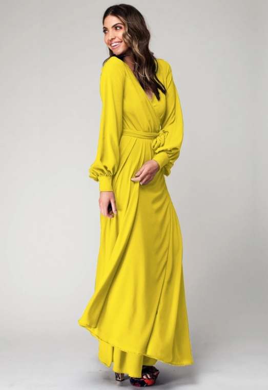 women wearing a maxi yellow dress