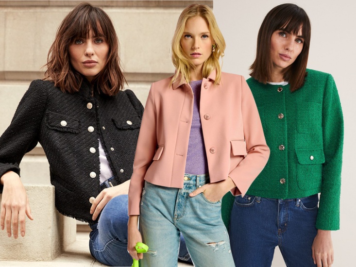3 models wearing cropped jacket
