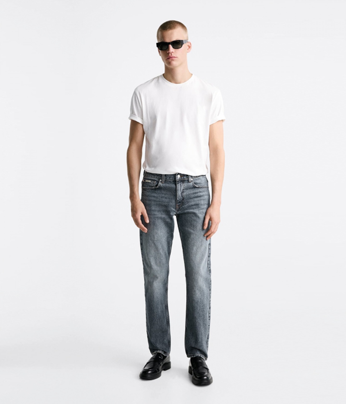 Model wearing Slim fit jeans