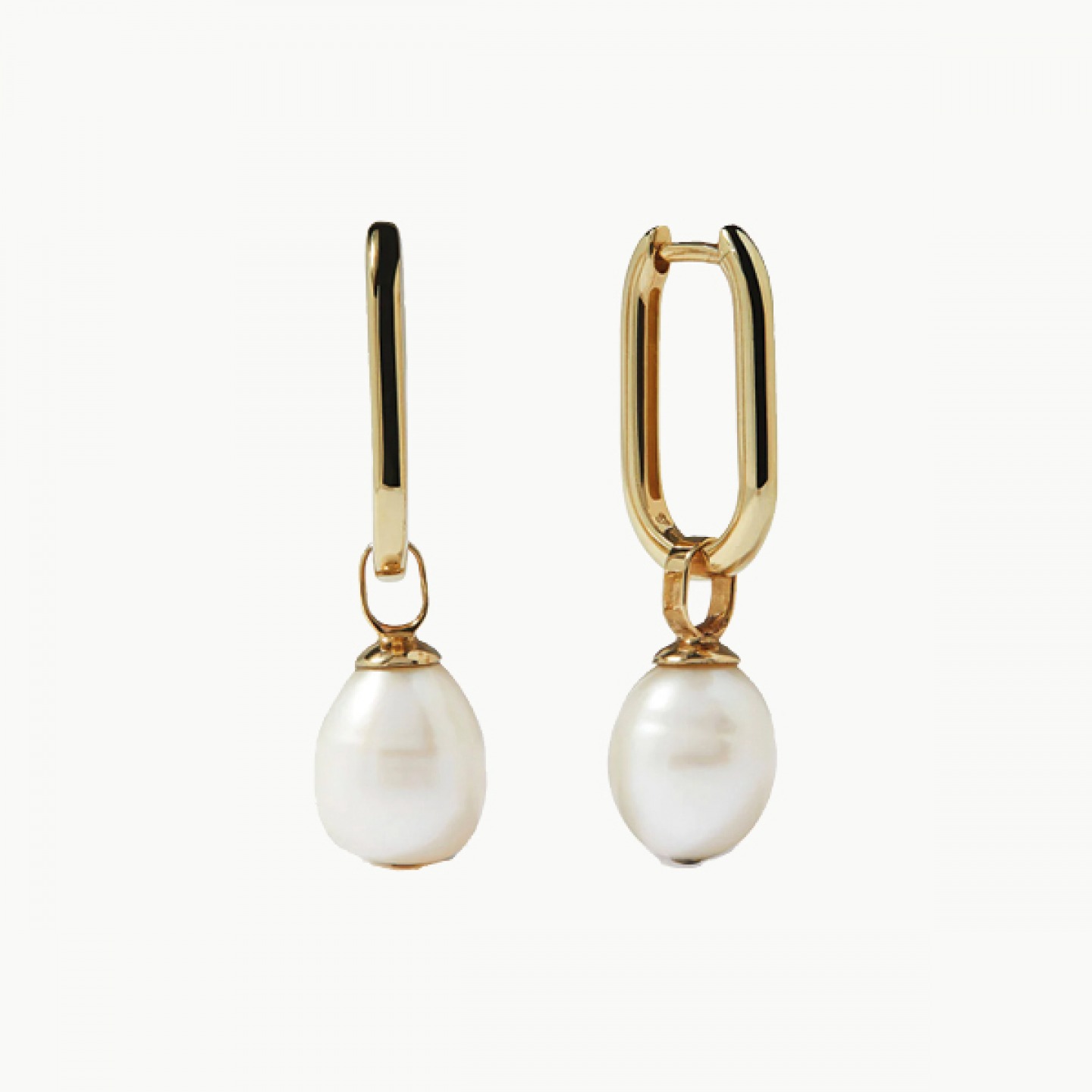 Solid gold pearl and hoop earrings