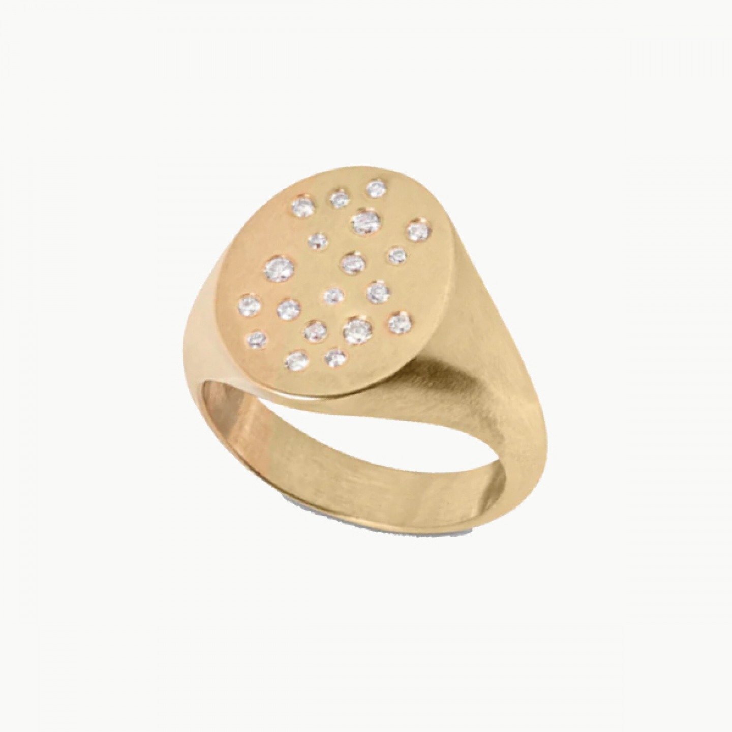 Gold and lab-grown diamond Celestial signet ring