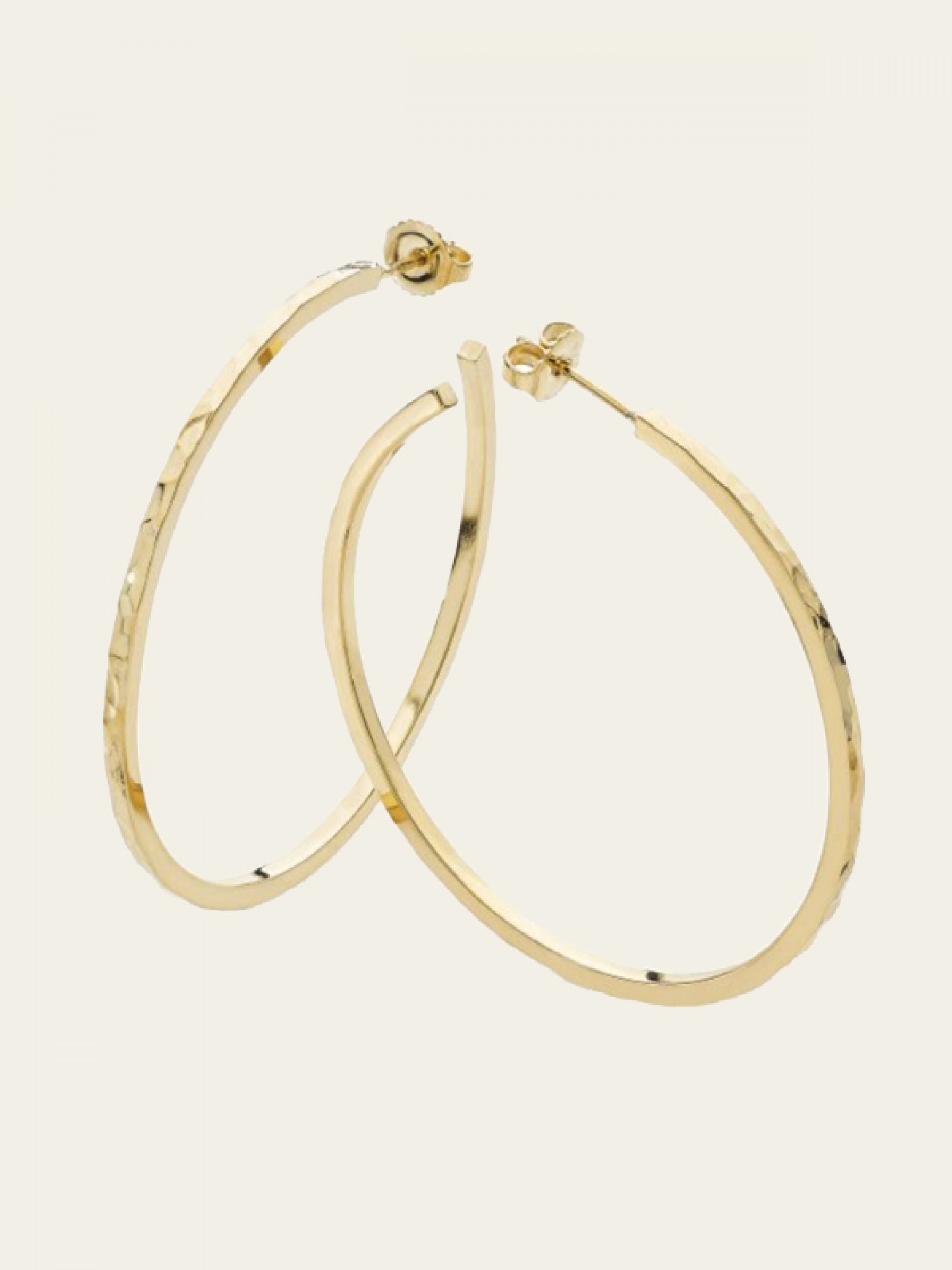 Large gold hammered hoops