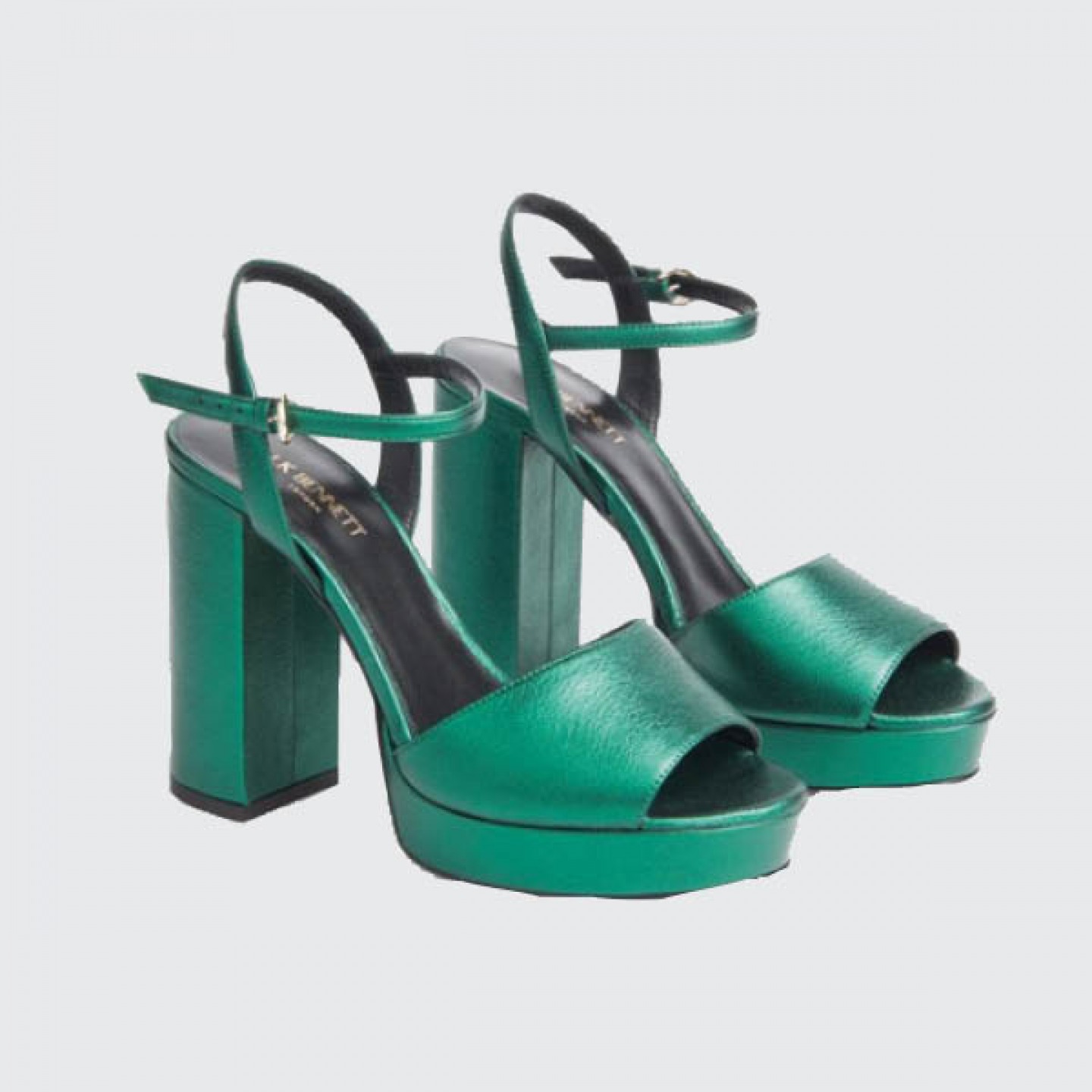 Metallic green platform sandals