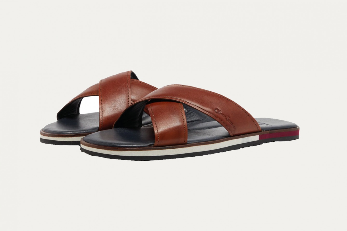 Calf leather cross over sandals