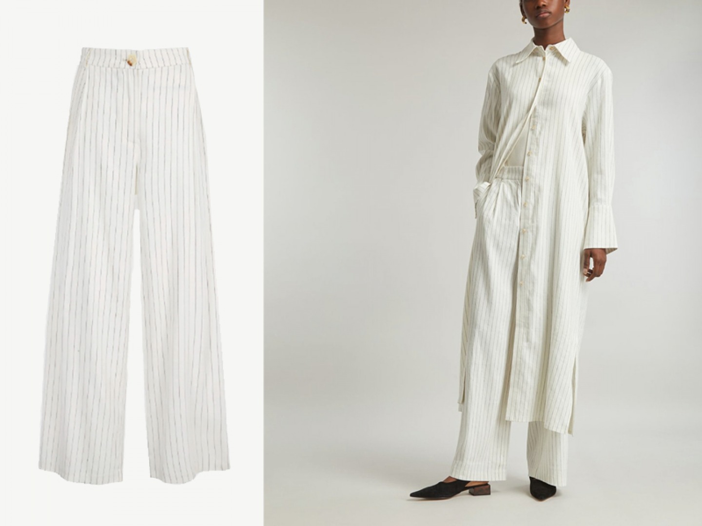 Wide leg pin stripe pants