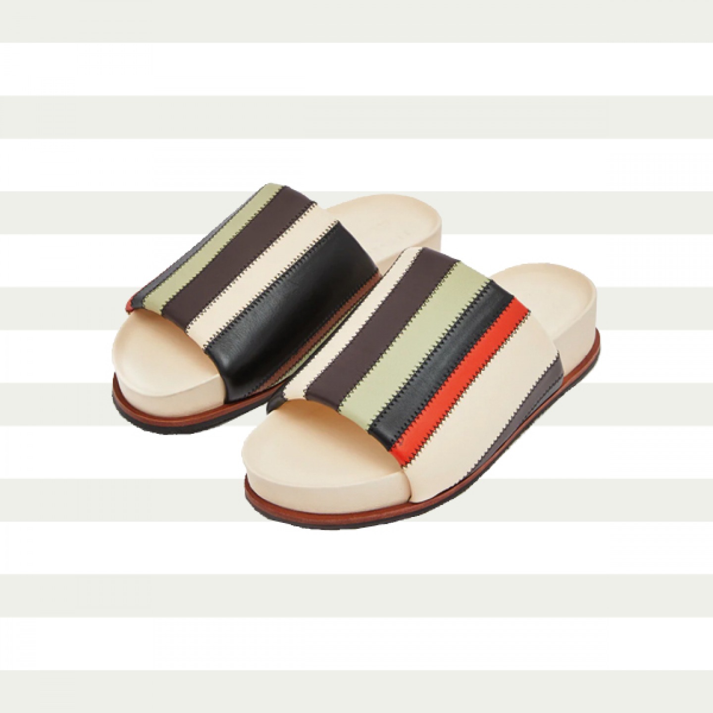 Collagerie stripe leather mule