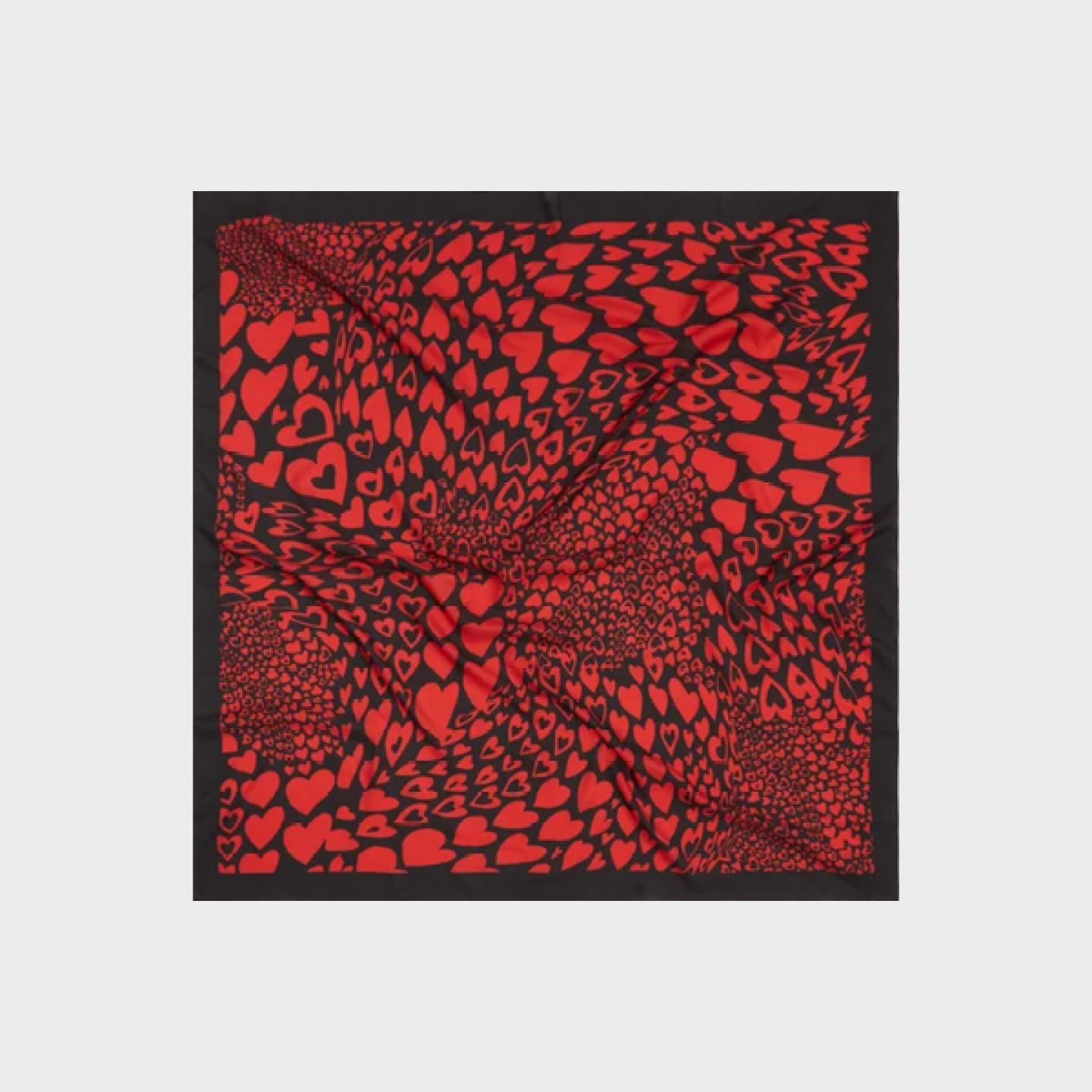Heart-print wool-blend twill scarf
