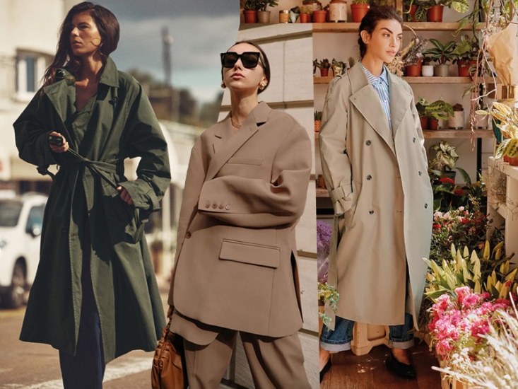 Collage of models wearing trenches and blazers