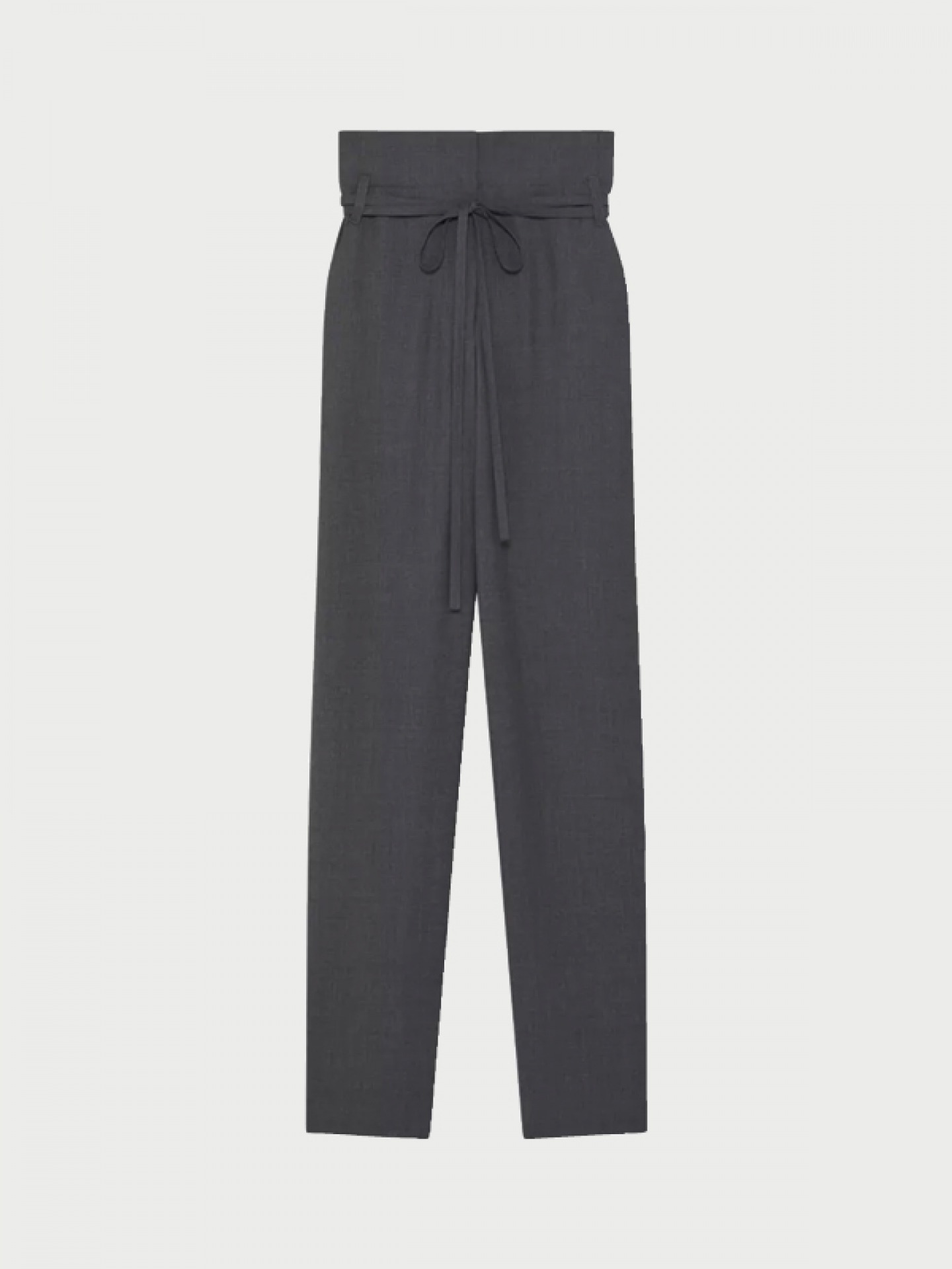 Tie-waist wool trousers