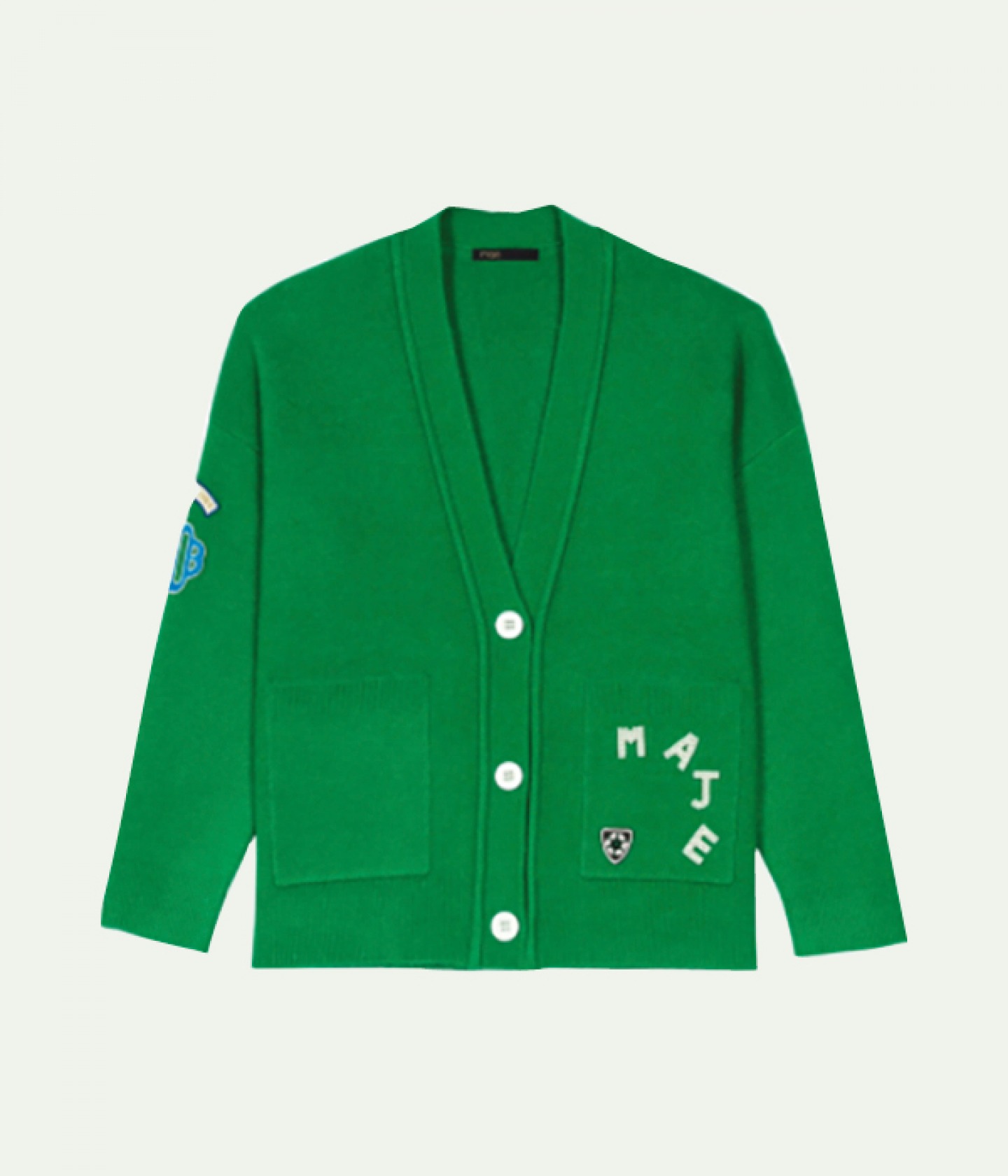 Green patch cardigan