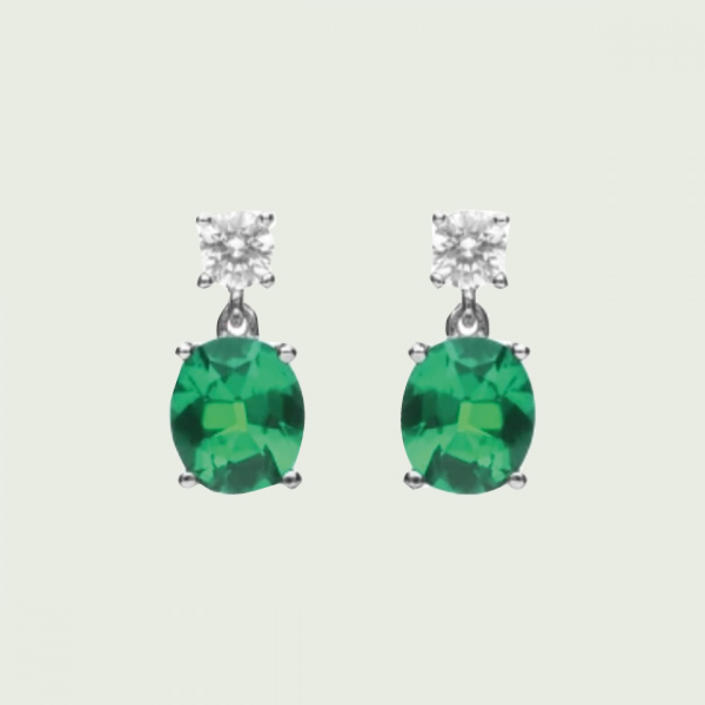 Oval zirconia drop earrings