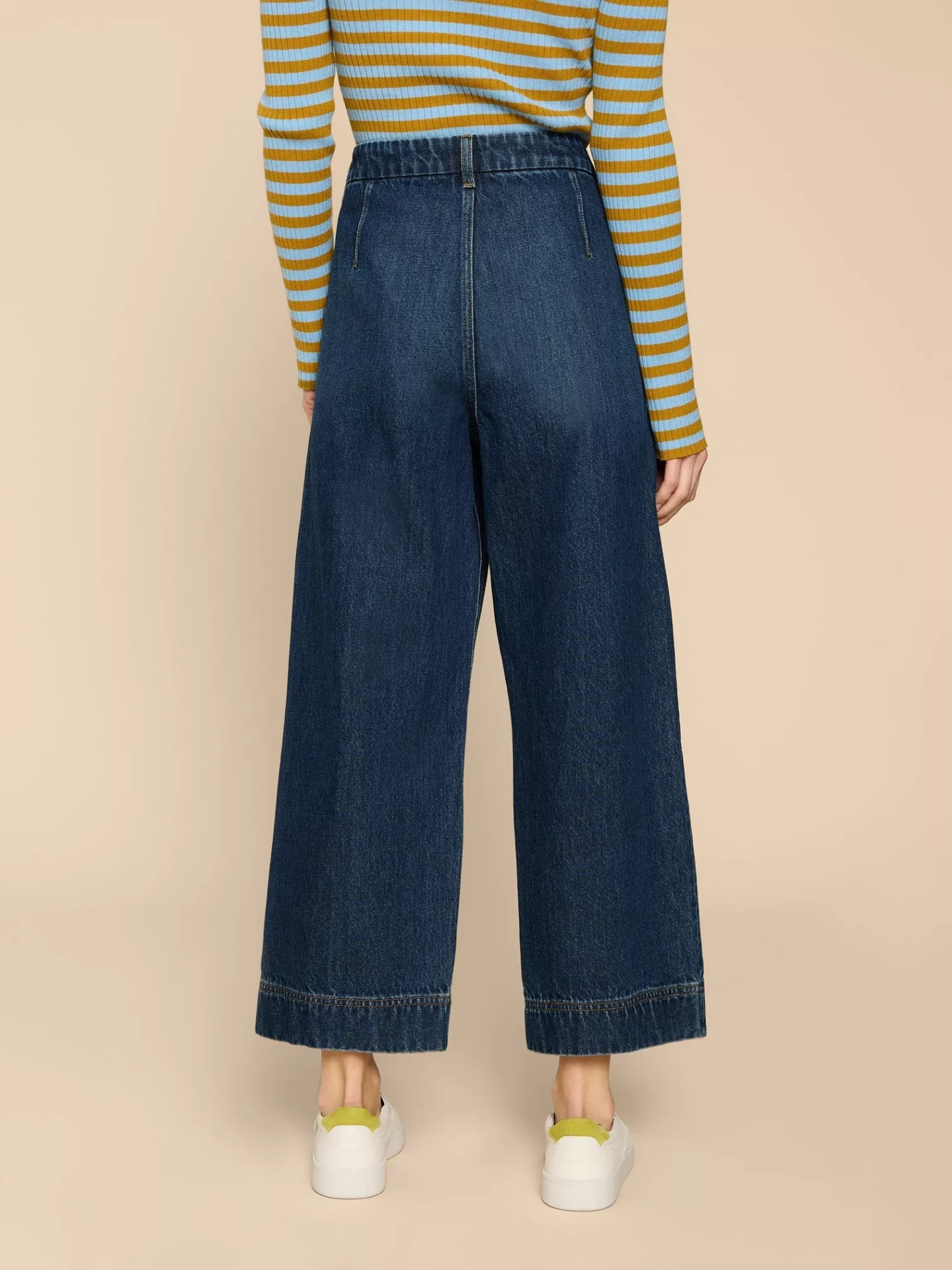 Model wearing Loren wide leg jeans