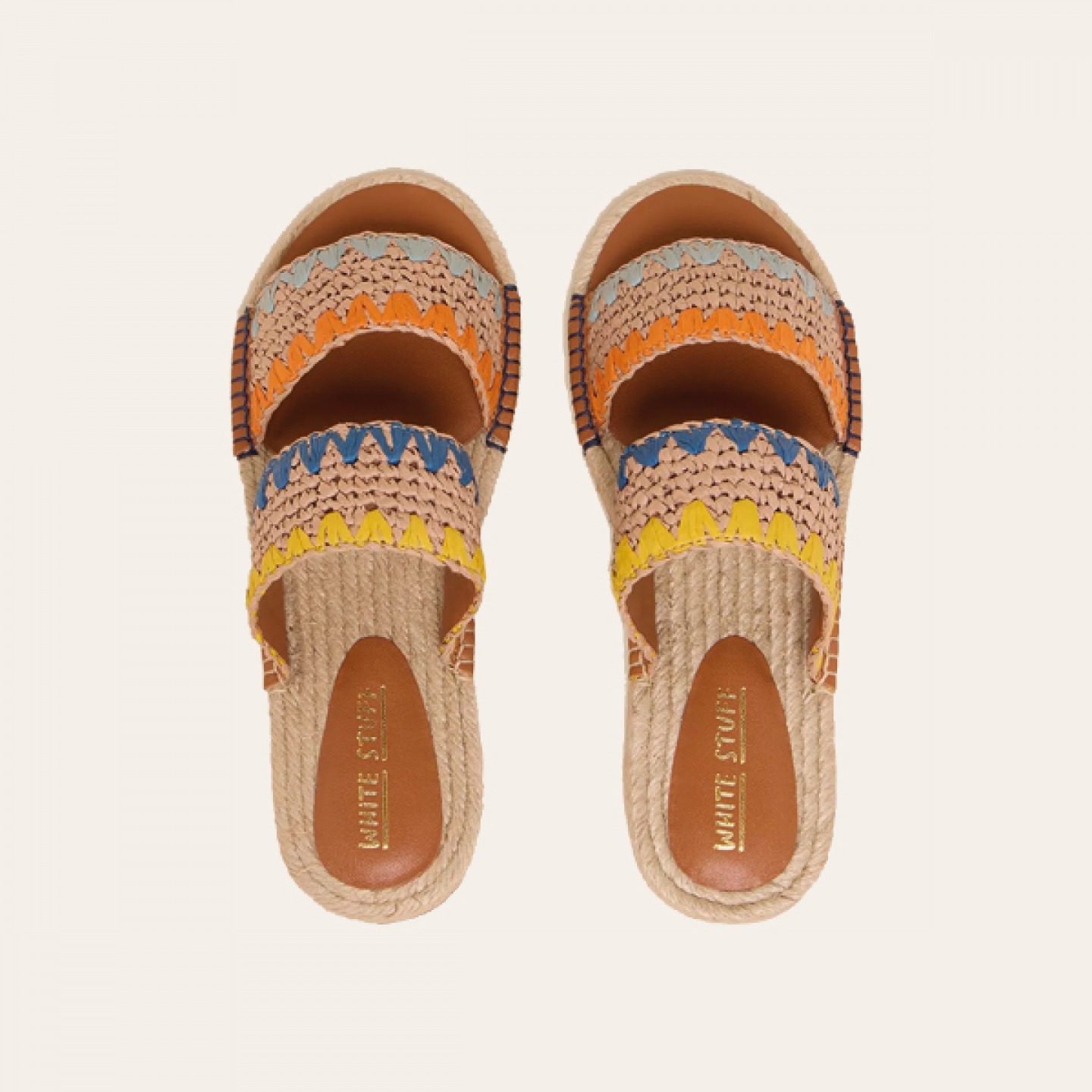 Multi coloured raffia mules