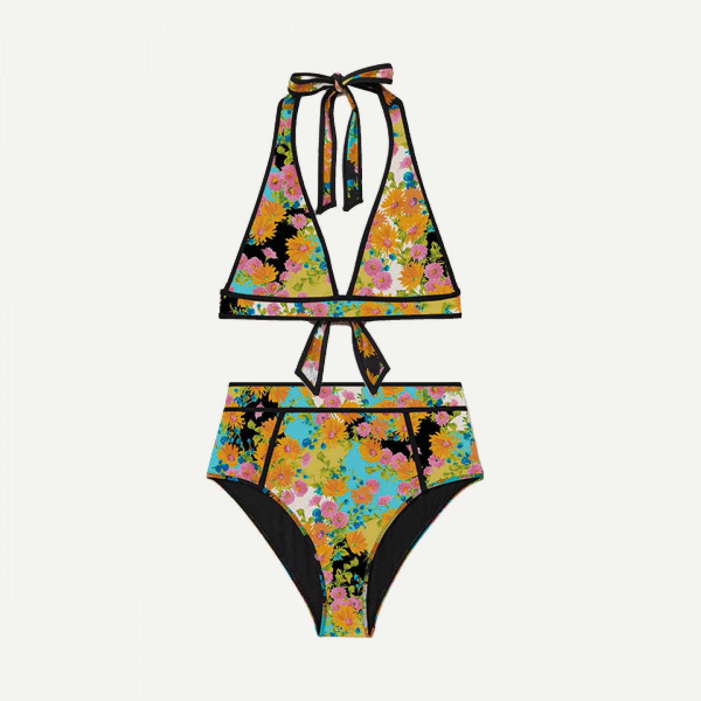 Floral halterneck top and bottoms