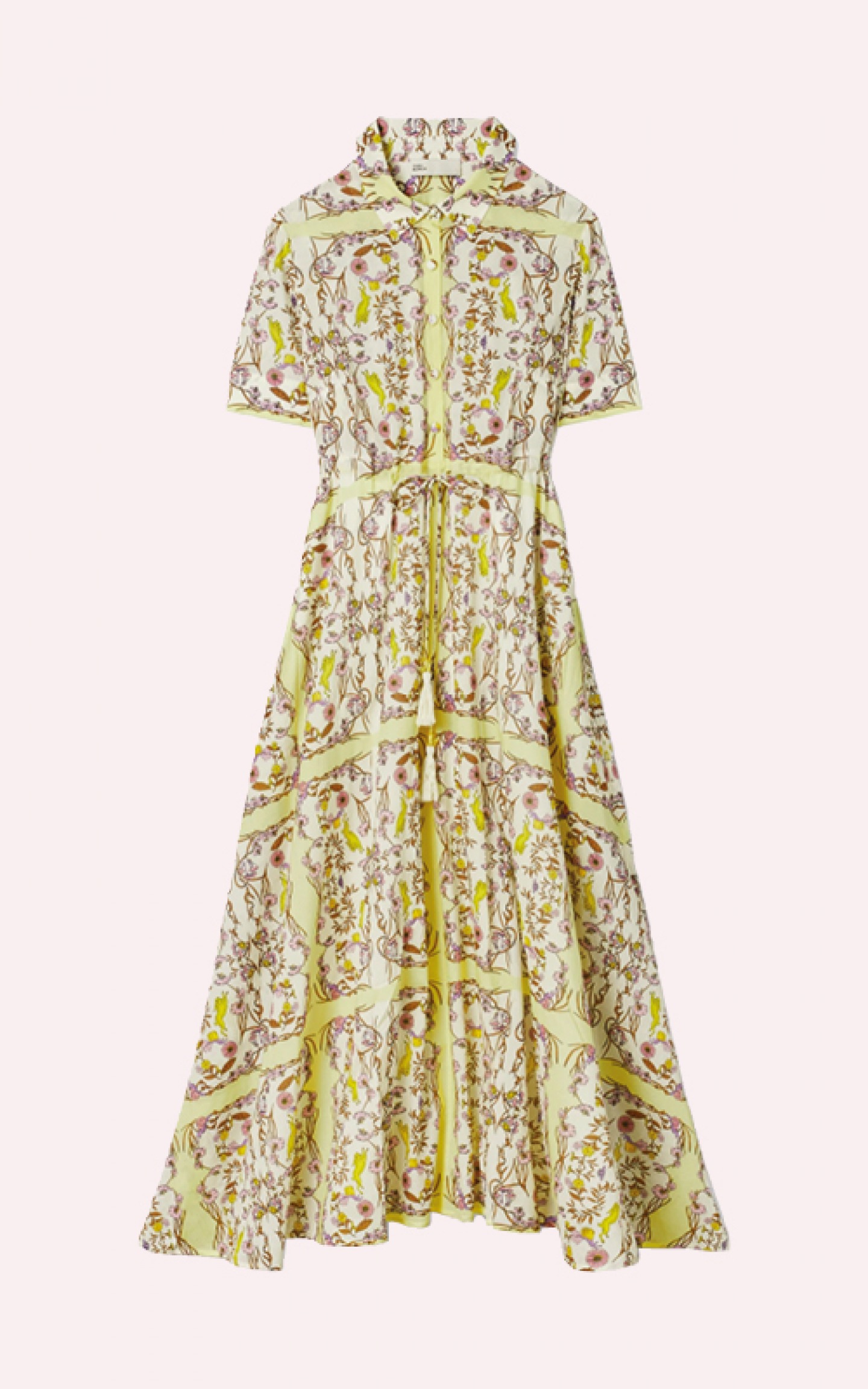 Yellow patterned shirt dress