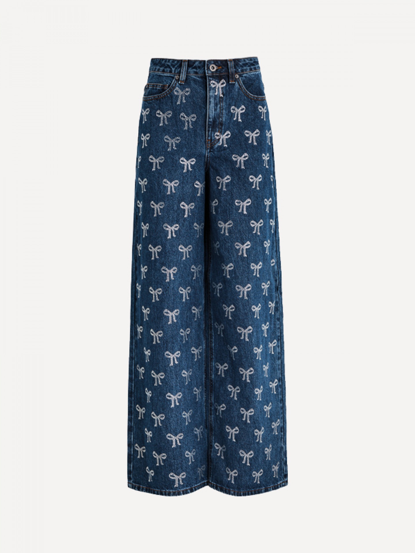Bow embellished jeans