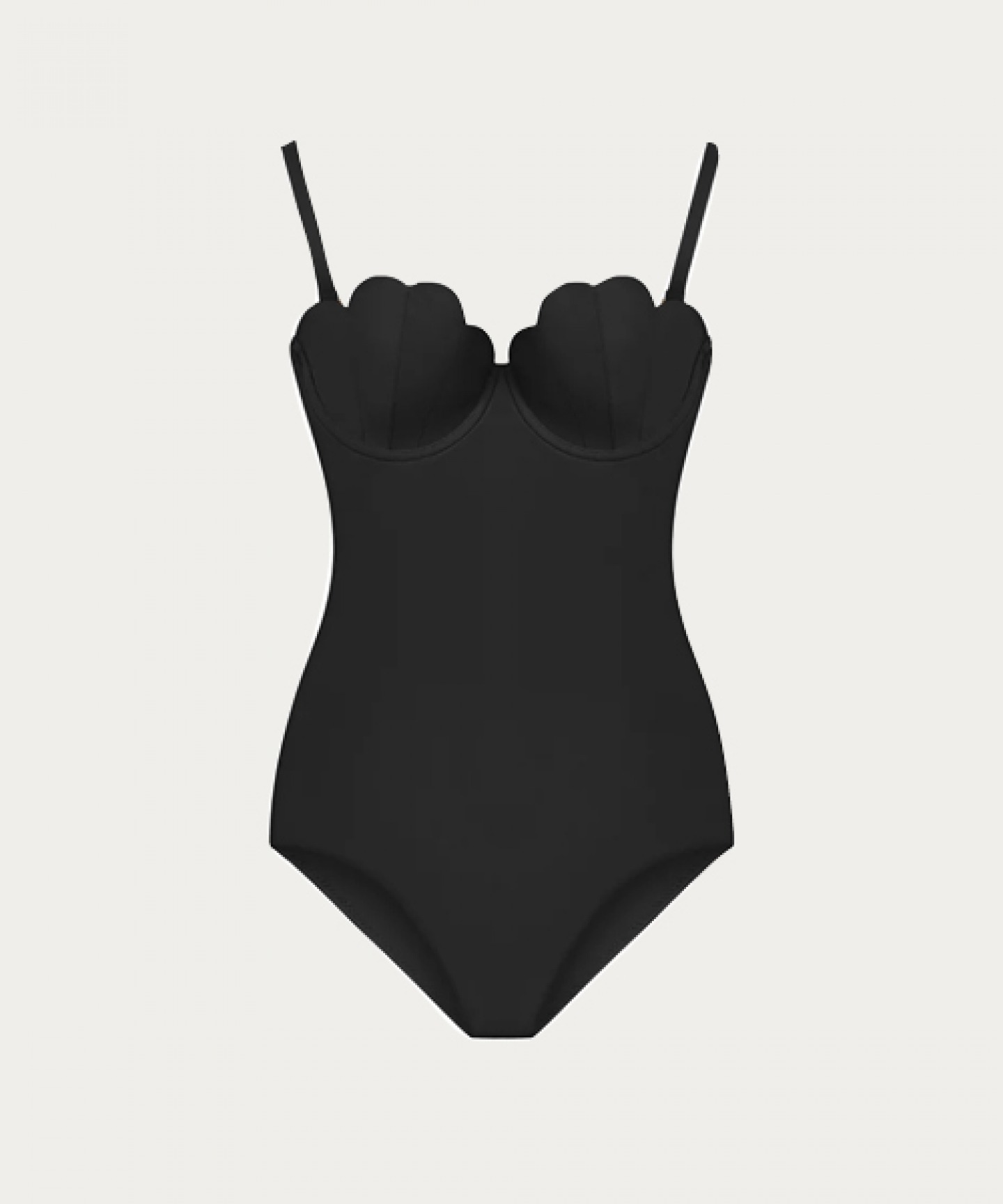 Black Contour swimsuit with scalloped bust trim