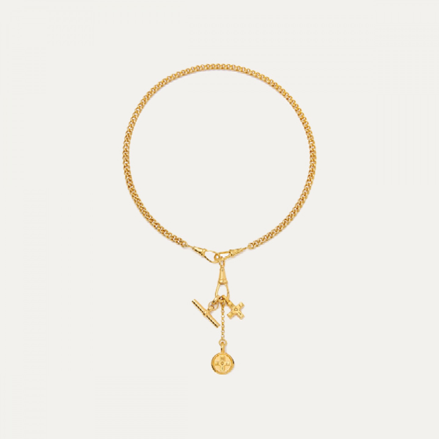 Gold Moi + Toi T-cluster necklace