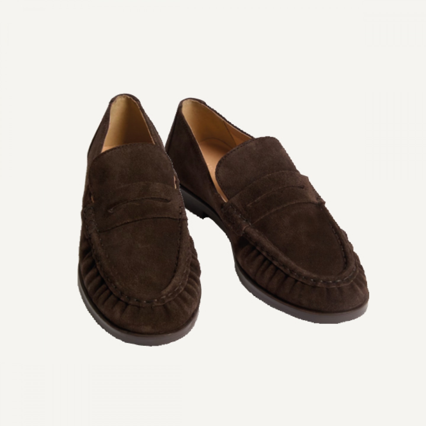 Chocolate suede loafers