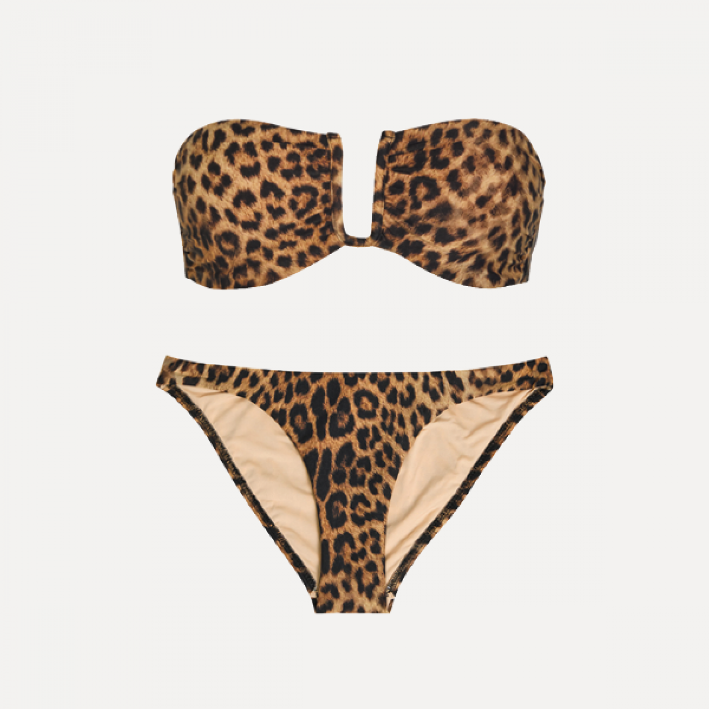 Leopard print bikini top and bottoms