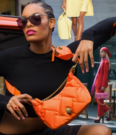 collage of models with colourful accessories