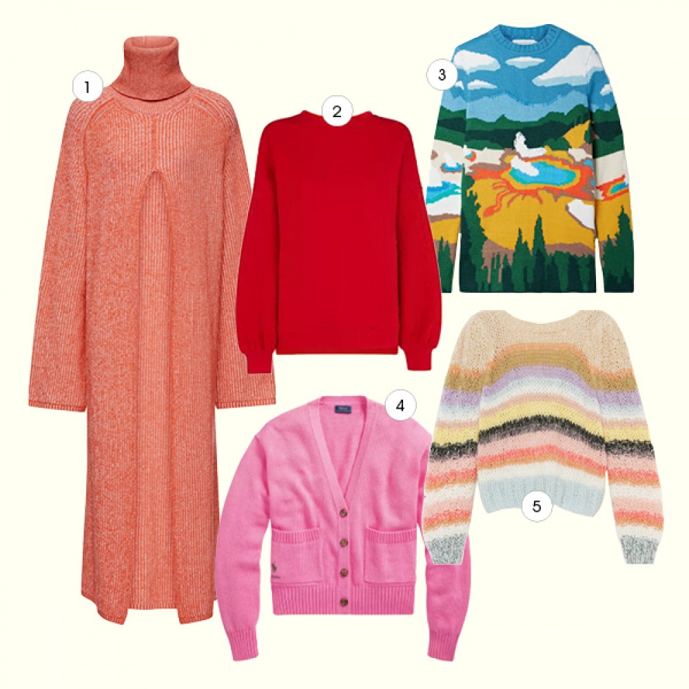 selection of colourful jumpers
