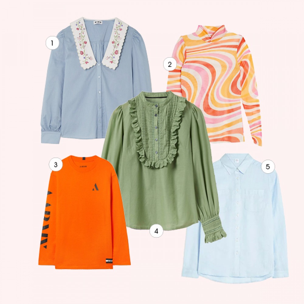 selection of colourful tops