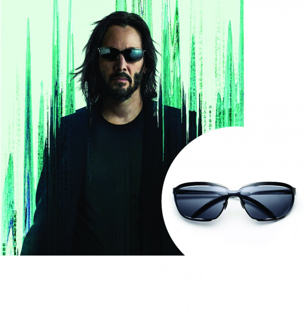 Keanu Reeves, The Matrix Resurrections wearing sunglasses