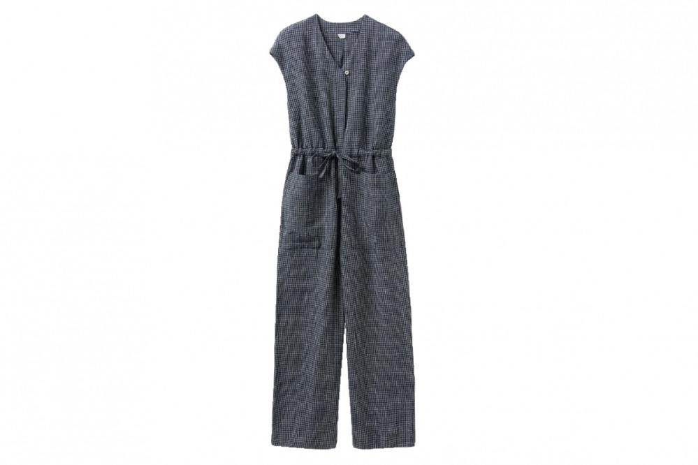 Check linen jumpsuit - Toast