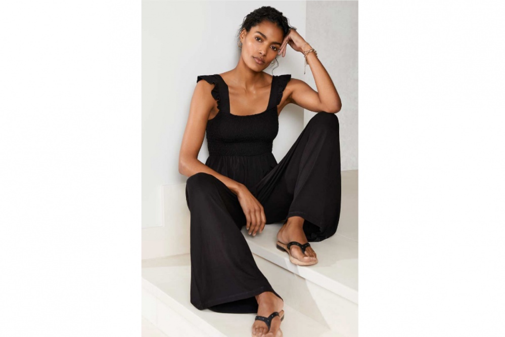 Ruffle strap cotton jumpsuit - Mint Velvet