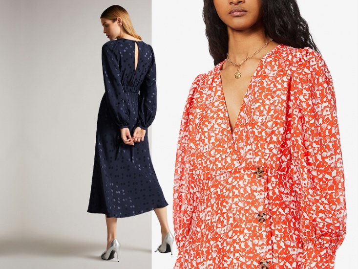 2 models wearing midi-dresses