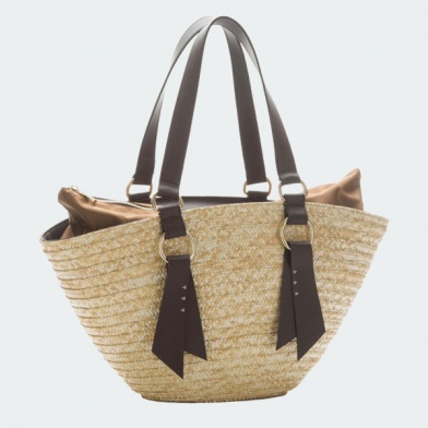 straw and leather beach bag
