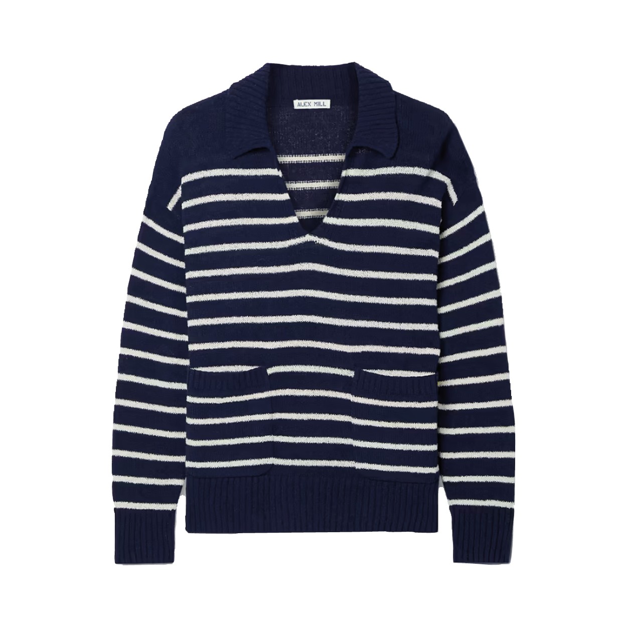 Petit Bateau buttoned striped jumper - White